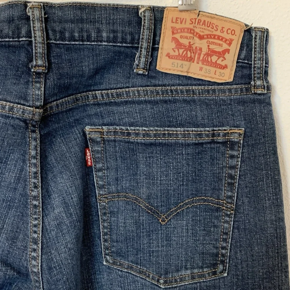 Levi's 514 Jeans Men's Straight Fit Blue Dark Wash Denim 38x30